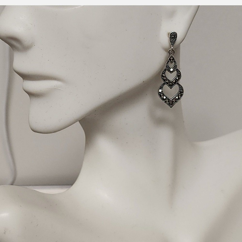 Tori Hill Silver Heart Drop Earrings